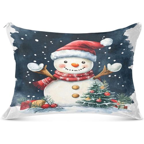 Housse De Traversin De Noël Chaude En Hiver Avec Motif Bonhomme De Neige ¿ Coussin De Corps Et De Cou ¿ Housse De Traversin Orthopédique Pour Allaitement, Grossesse, 53,34 X 137,2 Cm