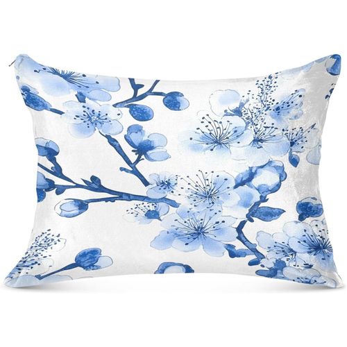 Housse De Traversin Long Motif Fleurs De Cerisier Bleu ¿ Coussin De Corps Et De Cou ¿ Housse De Traversin Orthopédique Pour Allaitement, Grossesse, 53,34 X 137,2 Cm