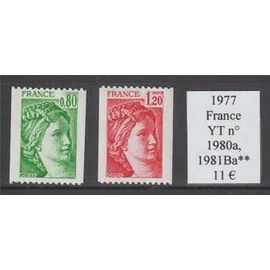 Type Sabine Provenant De Roulettes La Paire Année 1978 N° 1981a 1981b Yvert Et Tellier Luxe