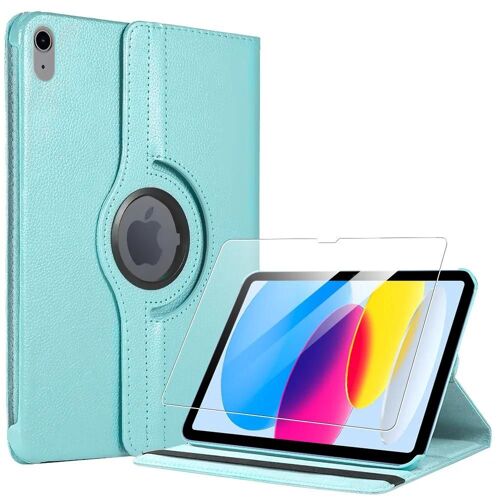 Coque + Verre Trempé pour iPad A16 (11'') / iPad 10 2022 (10,9'' 10e Génération) Etui Rotatif Multi-Angle Bleu - EFConnection