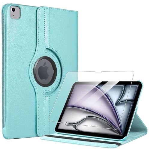 Coque + Verre Trempé Pour Ipad Air 11 Pouces 2025/2024 M3/M2, Protection Rotation 360° - Bleu - Efconnection