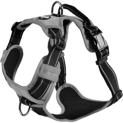 Jgd-Rando Walk - Harnais Pour Chien, Moyen Petit Grand En Nylon, Sûr, Confortable, Réfléchissant, Ajustable, Gris, S/32-48x1,6 Cm