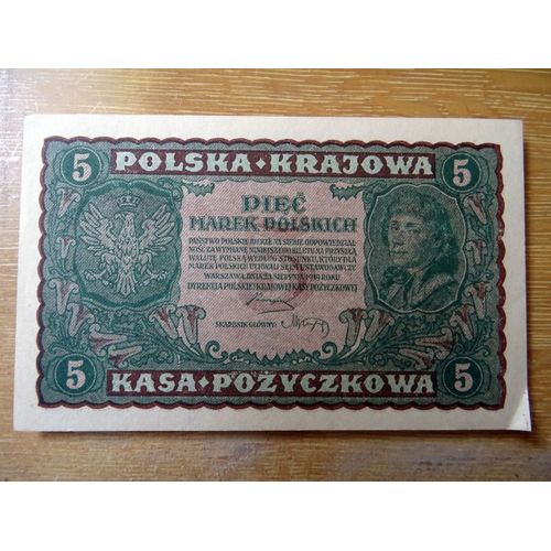 Billet Pologne 5 Marek 1919
