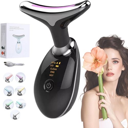 Appareil De Massage Facial Ondulé Chic 2024, Appareil De Beauté Ondulé, Chic, 7 Couleurs, Masseur Facial Multifonctionnel, 10 En 1 Anti-Rides Pour Le Visage, Le Cou (Blanc)