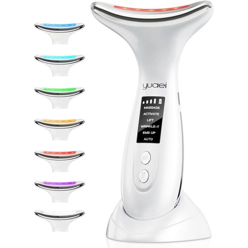 Massage Visage Appareil Anti Rides: Masseur Lifting Double Menton Facial 6 Mode Beauté Electrique Machine Luminothérapie Led 7 Couleurs - Ems 45¿ Anti-Age Massage Pour Raffermissement Du Visage Et Cou