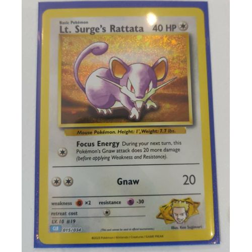 Pokémon Lt Surge'S Rattata Holo Clc 015 / 034 Classic