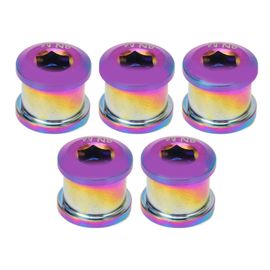 5 PièCes 6.5mm Vis De Plateau Unique De VéLo En Alliage De Titane Protection Contre La Rouille Boulons De Roue De Plateau De Cyclisme Pour Petite Roue De VéLo Coloré