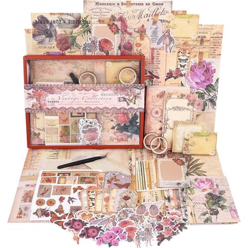 Kit De Scrapbooking (96 Pcs),Collection Vintage-Ange Rose,Parfait Pour Les Matériaux De Scrapbooking À Bullet,Les Planificateurs Diy,L'artisanat Et Le Collage