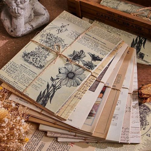Scrapbooking Papier 120pcs Autocolant Decoratif Vintage Fournitures De Journalisation Rétro Craft Décoratif 20*14cm Art Diy Autocollants Artisanat Vintage Pour Scrapbooking,Journal,Carnet