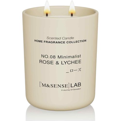 Bougie Naturelle à la Cire de Soja|Rose Lychee|470g|Bougie Parfumée Minimaliste pour Détente,Cadeaux,Décoration Intérieure|Chambre,Bureau,Petites Fêtes