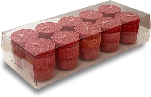 Lot de 10 bougies parfumées en stéarine-Couleur rouge-Bougies aromatiques pour Noël ou pour l'aromathérapie-Idée cadeau (Pain d'épice)