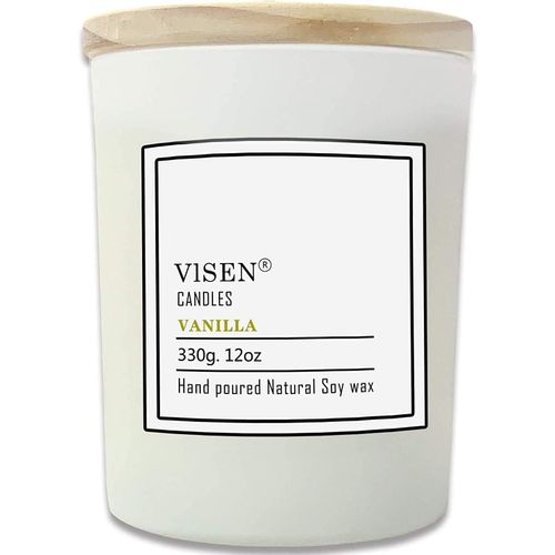 Bougies parfumées au soja,Bougies naturelles bio parfumées pour la maison avec verre dépoli épais et couvercle en bois de bambou,Bougies parfumées pour décoration d'automne,Grands cadeaux (vanille)