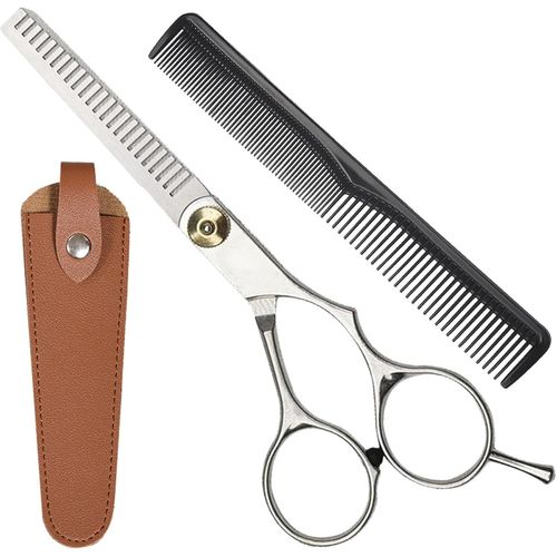 Ciseaux Effileur,Ciseaux Coiffure Professionnel,Ciseauxs De Coiffure En Acier Inoxydable À Haute Teneur En Carbone,Ciseaux Desepaississant Cheveux Avec Peigne Et Étui En Cuir 