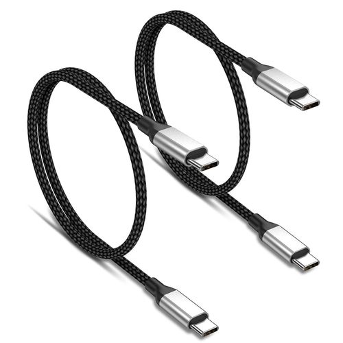 Lot de 2 câbles USB C vers USB C de 60 cm pour iPhone 16/15 Pro/Max/Plus, 2 câbles de charge court USBC vers USBC pour Samsung Galaxy S24/S23 Ultra, charge rapide USB-C 0,6 m