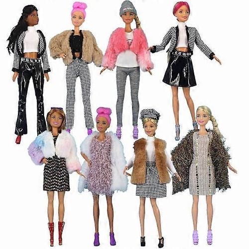 8 pièces de vêtements pour poupée Barbie de 30 cm, pull en fourrure, manteau, châle
