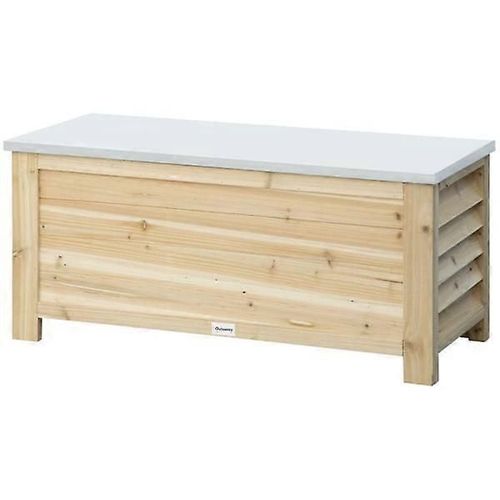 Coffre De Jardin En Bois Rootz - Coffre De Rangement Extérieur - Organiseur D'outils De Jardin - Vérins À Gaz - 110 X 50 X 50 Cm