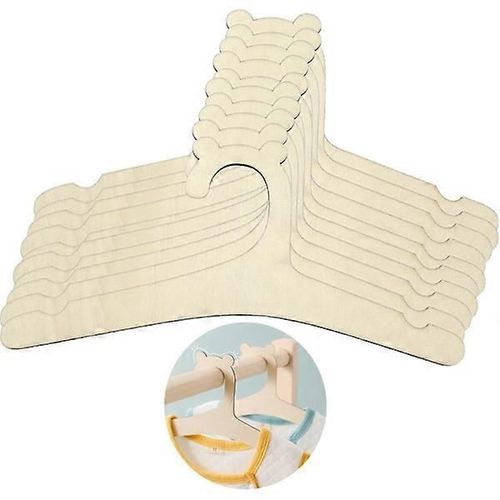 Lot de 10 cintres en bois pour enfants, antidérapants avec encoches, pour poupées, motif ours
