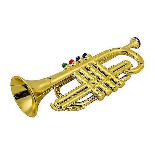 Trompette Pour Enfants, Instrument De Musique À Vent, Abs, Métal Doré, Avec 4 Touches Colorées