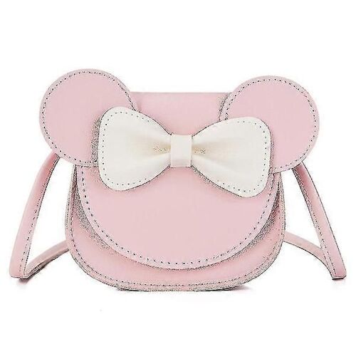 Petit sac à bandoulière pour fille avec rabat et noeud, mini sac à main mignon avec oreilles de souris, sac à bandoulière en PU (rose)