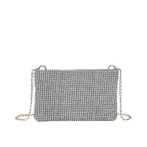 Pochette scintillante pour femme, sac à bandoulière chaîne, sac à bandoulière argenté, sac de soirée