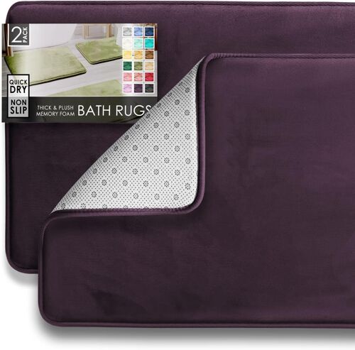KAL-Lot De 2 Tapis De Bain Ultra Doux, Antidérapants Et Confortables En Mousse À Mémoire De Forme