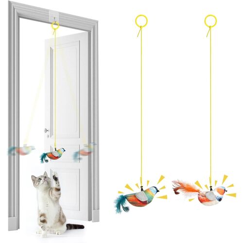 Kalanka-Jouet Pour Chat Oiseau Gazouillant2 Pack Jouet Chats Interactif Avec Herbe À Chat Jouets Suspendus Pour Chats Avec 90cm Cordon Élastique Pour Exercice Soulager L'ennui ¿Estrildidrouge-Gorge¿