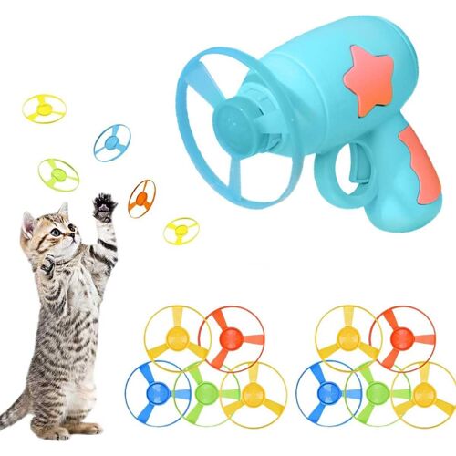 Kalanka-Cat Fetch Jouets Interactif Volants Pour Chat Avec 1 Lanceur Et 10 Disques, Ensembles De Jouets Jeu En Hélicoptère Volant Pour Chat, Jouets De Suivi De Chaton Pour Chasse Exercice