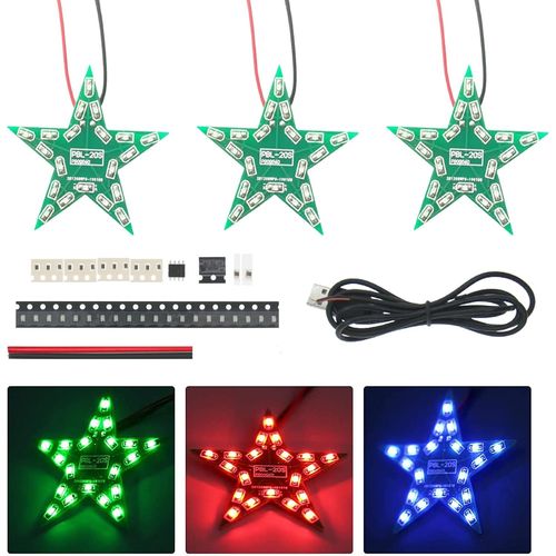 meimie-Kit Électronique De Soudure À Cinq Points-Étoile Respiratoire-Gradient-Kit De Bricolage-Dc 4-6 V-Pour Noël-Rouge Vert Bleu