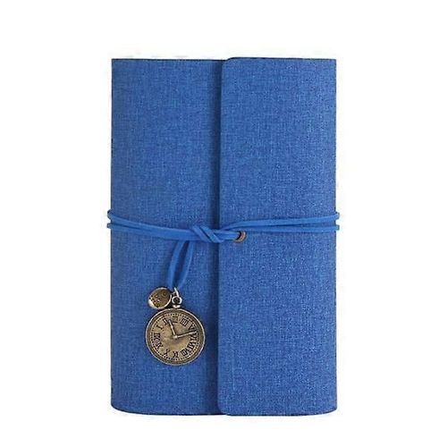 Carnet De Notes A6 À Feuilles Mobiles, Style Rétro, En Cuir, Style Bandage, Petit Format (A002-Coton Et Lin, Bleu Foncé)