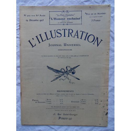Hebdomadaire L'Illustration N°4217 Du 29 Décembre 1923