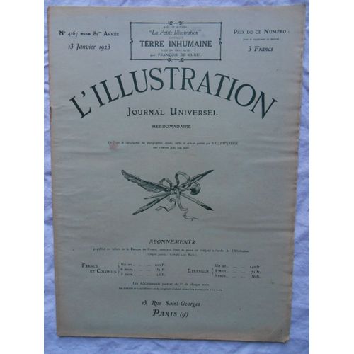 Hebdomadaire L'Illustration N°4167 Du 13 Janvier 1923