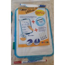 Ardoise Velleda Bic Blanche Double Face - 19 X 26 Cm - 5 Marqueurs Fins + Effacette