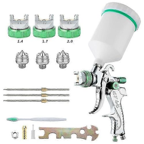 Pistolet à peinture haute pression professionnel, kit de pistolet à air comprimé HVLP 600 cc, 1,4 mm/1,7 mm/2,0 mm, 3 tailles de buses
