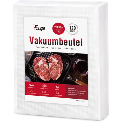 KALANKA-120 Sachets Sac sous Vide Alimentaire, Sac sous Vide Gaufré 20x30 cm pour Machine sous Vide, Peut être Congelé et Cuit à Haute Température, Sans BPA, Certifiés de Qualité Alimentaire