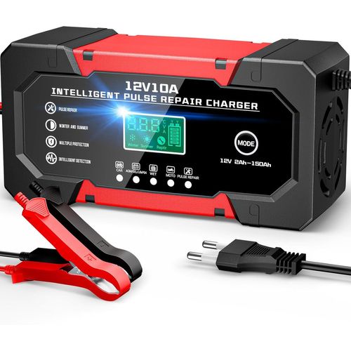 Tlp-Chargeur De Batterie Voiture 10a 12v Lifepo4 Chargeur Intelligent Pour Auto Moto Avec 5 Modes Réparation Écran Lcd Pour Auto Voiture Moto Camion Agm Gel Wet Lifepo4