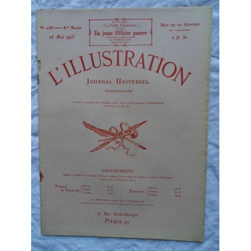 Hebdomadaire L'Illustration N°4186 Du 26 Mai 1923