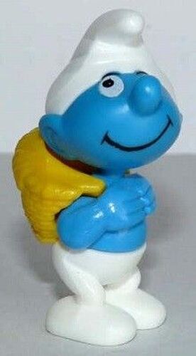 Figurine Schtroumpf Avec Une Hotte - Série Les Schtroumpfs Jardiniers (Kinder Montables 1996)