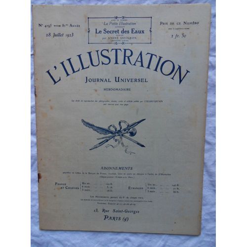 Hebdomadaire L'Illustration N°4195 Du 28 Juillet 1923