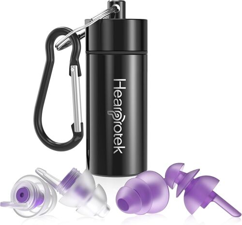Lot de 2 paires de bouchons d'oreille ultra doux pour le travail latéral, les dormeurs, le ronflement, la construction - 32 dB et 30 dB (Violet)