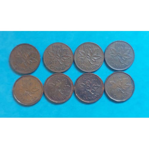 1 Cent Canada Lot De 8