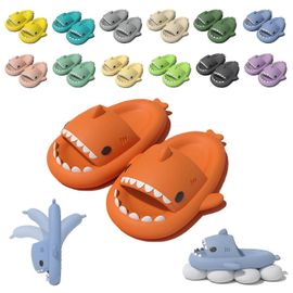 (42-43-Adulte-Femme-Orange) Chaussons Shark Cloud, Jolies Sandales Shark Pour Femmes Et Hommes, Sandales D'été Pour Garçons Et Filles, Chaussures De Spa À Plateforme Antidérapantes Pour La Plage