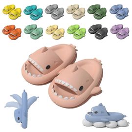 (40-41-Adulte-Femme-Rose) Chaussons Requin Nuage, Diapositives Requin Mignonnes Pour Femmes Homme, Sandales Pantoufles D'été Pour Garçons Filles Chaussures De Plateforme De Spa Chaussures De Plage Antidérapantes