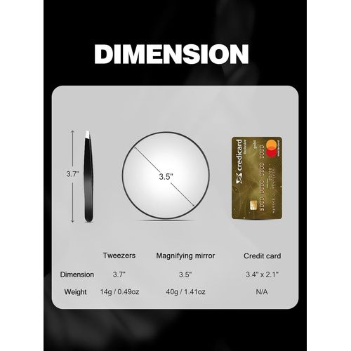 Trahoo-Lot De 2 Miroirs Grossissants 10x Et 40x Avec Ventouses Et 2 Pinces, Miroir De Maquillage Grossissant De 8,9 Cm, Noir 