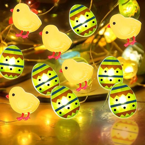 Kal-Guirlande Lumineuse De Pâques, 2 M 20 Led Lumières De Oeufs De Pâques, Batterie Opération, Lumières De Oeufs Poussins Pâques Pour Pâques Décoration Fête, Extérieure, Printemps