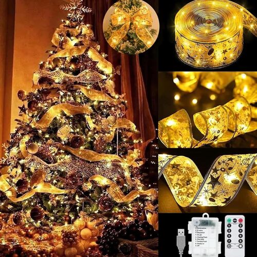 Guirlandes Lumineuses À Ruban Brillant, 10m, 100 Leds, Sapin Noël Led, Guirlande Decorative Nouvel An Mariage, Arc En Dentelle Diy À Piles, Intérieur/Extérieur