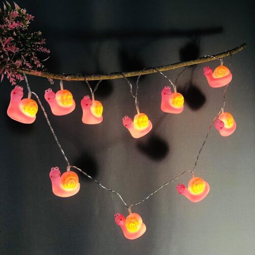 KAL-1.65 Mètres Guirlande Lumineuse Escargot,Alimenté Par Pile,10 Leds Limace Lumières Avec Minuterie Pour Mariage,Anniversaire,Noël, Décoration Chambre Des Enfants (Escargot Rose)
