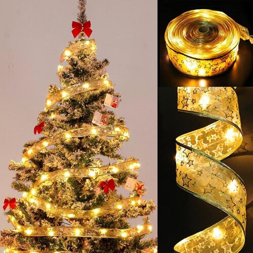 Hamiltion-Lumineuses À Ruban Brillant, 5M Guirlandes Lumineuses 50 Leds Lumière, Decoration Sapin Noel, Led Lumières De Ruban De Sapin De Noël Pour Nouvel An Fête Mariage Déco De Sapin Noël Intérieur