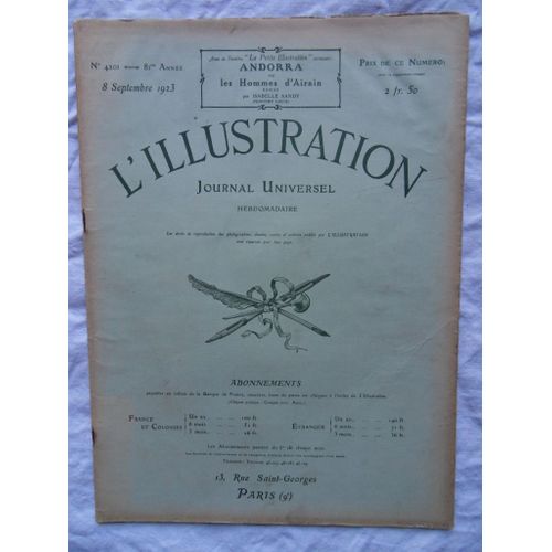 Hebdomadaire L'Illustration N°4201 Du 08 Septembre 1923