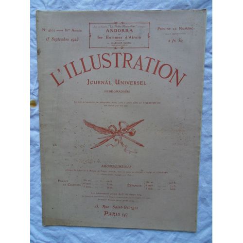 Hebdomadaire L'Illustration N°4202 Du 15 Septembre 1923