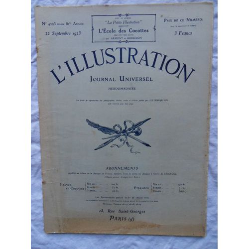 Hebdomadaire L'Illustration N°4203 Du 22 Septembre 1923